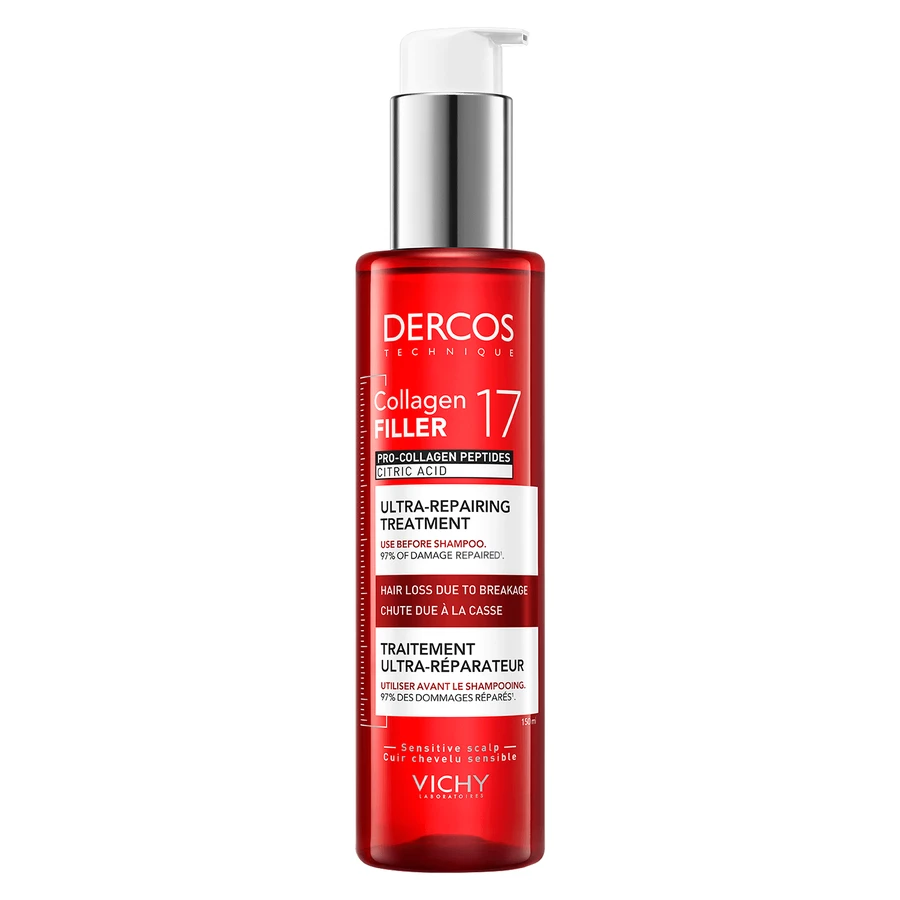 Vichy Dercos Collagen 17 Filler Ultra-Repairing Treatment, ультра-регенеруючий догляд перед шампунем, 150 мл: ціни та характеристики