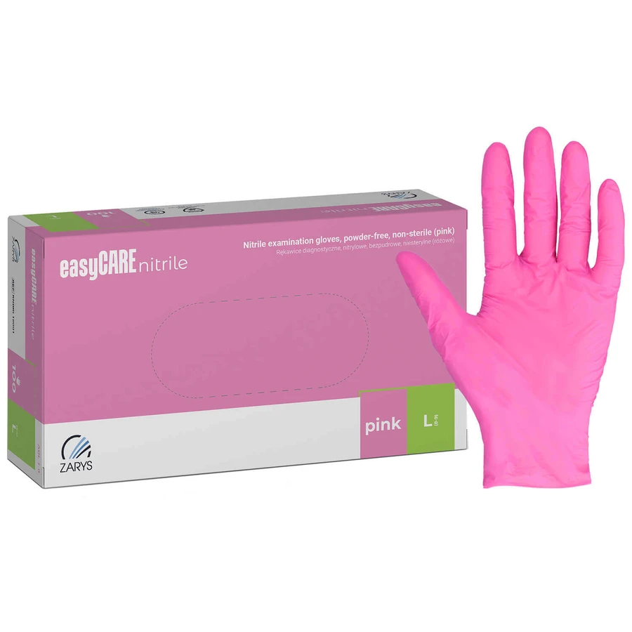 EasyCare Nitrile, нитриловые перчатки, нестерильные, неопудренные, розовые, размер L, 100 штук: цены и характеристики