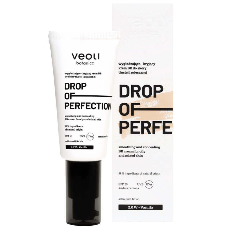 Veoli Botanica Крапля досконалості, розгладжуючий і покриваючий ВВ-крем для жирної та комбінованої шкіри, SPF 20, 2.0 W Ваніль, 30 мл: ціни та характеристики