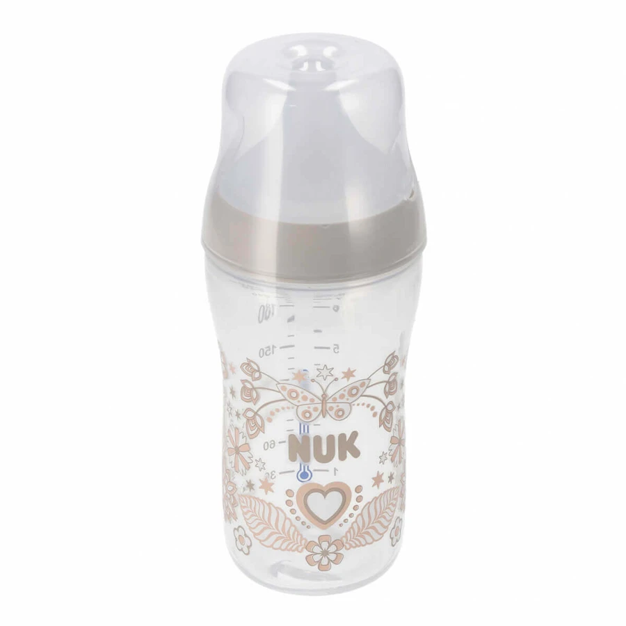 NUK Perfect Match, пляшечка від кольок з силіконовою соскою, розмір M, сердечка, від 3 місяців, 260 мл: ціни та характеристики
