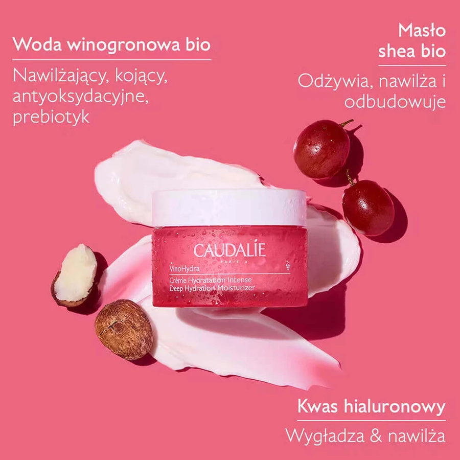 Caudalie VinoHydra, інтенсивний зволожуючий крем для обличчя, 50 мл + The des Vignes, гель для душу, 200 мл безкоштовно: ціни та характеристики