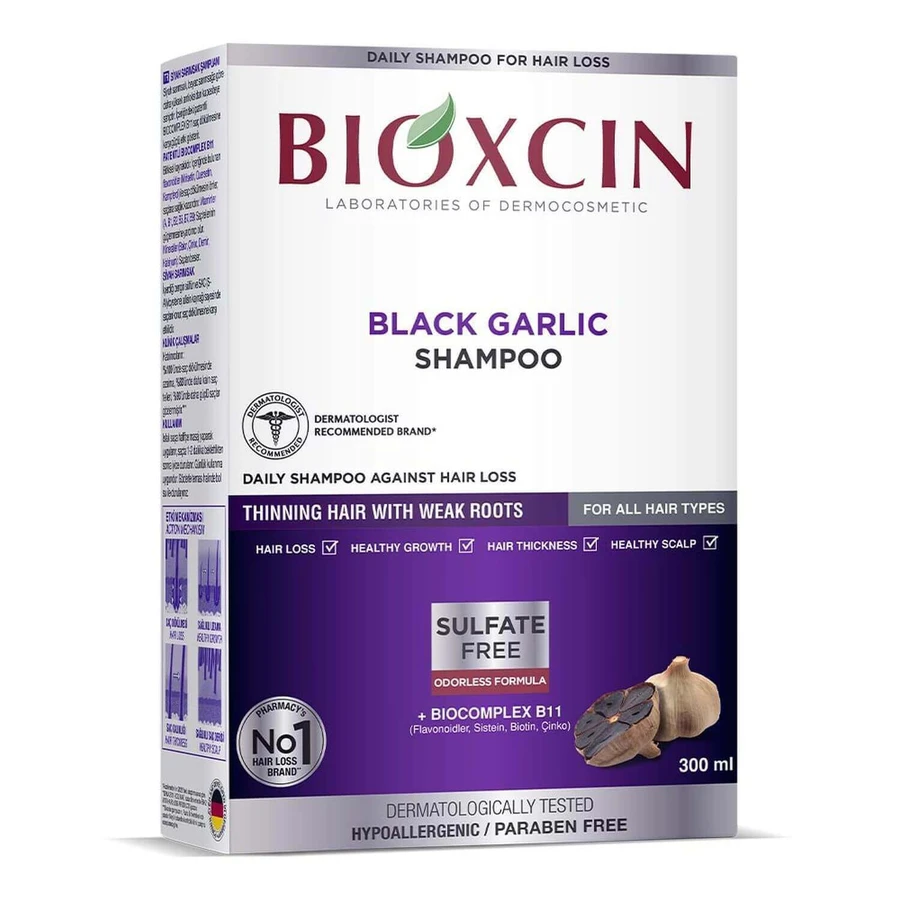 Bioxcin, шампунь от выпадения волос с черным чесноком, 300 мл: цены и характеристики