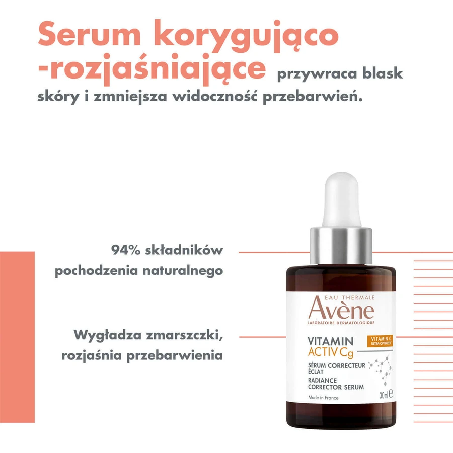 Avene Vitamin Activ Cg, Коригуюча та освітлююча сироватка, 30 мл + Наповнююча сироватка для обличчя, 10 мл безкоштовно: ціни та характеристики