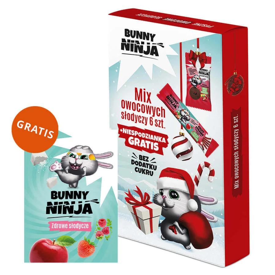Набор конфет Bunny Ninja Christmas Mixed fruit, 6 штук + сюрприз и книжка-раскраска в подарок: цены и характеристики