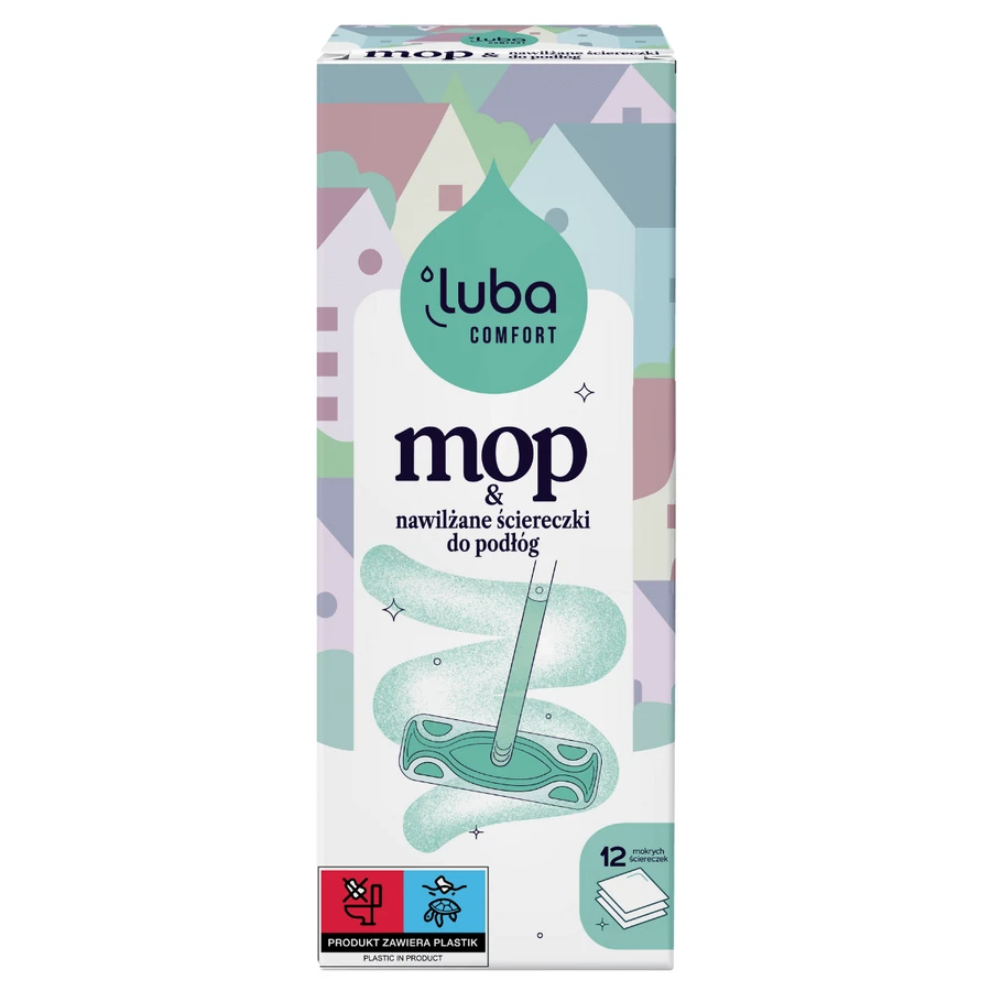 Luba Comfort Floor Mop, швабра + зволожені ганчірки для підлоги, 12 шт.: ціни та характеристики