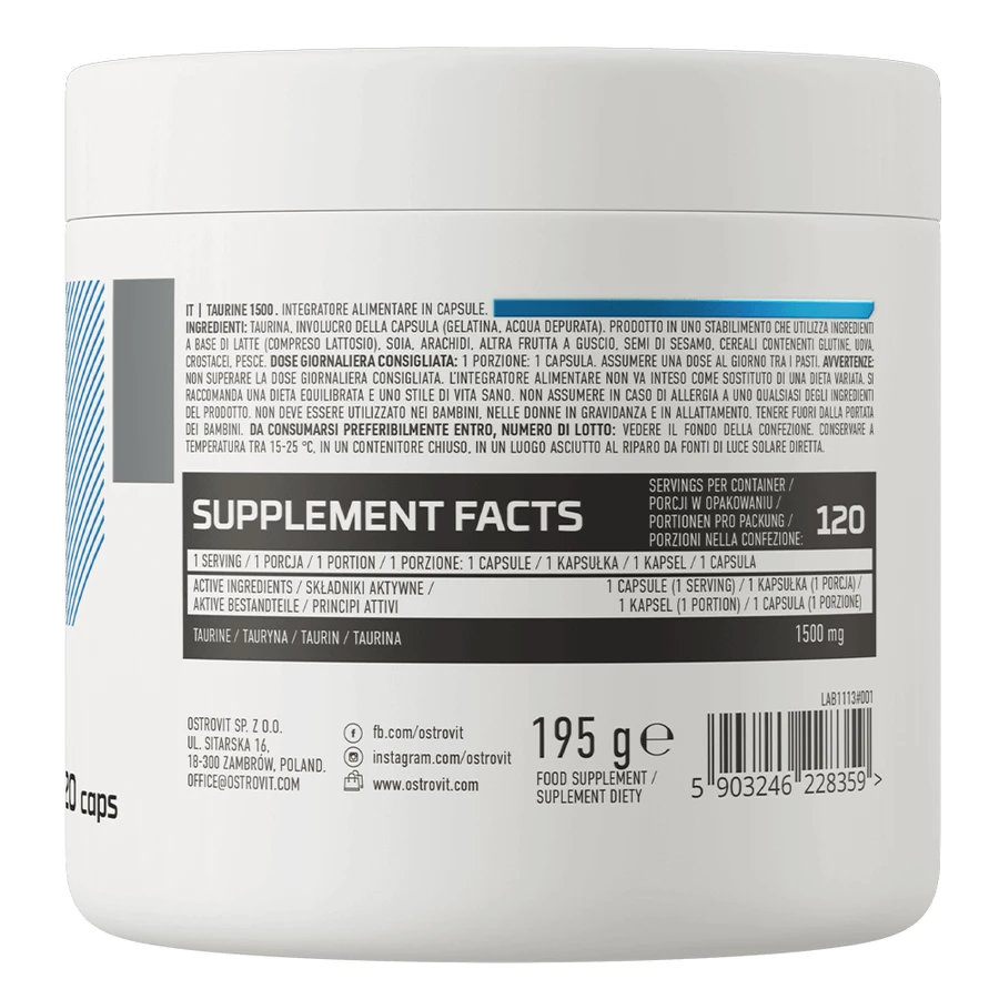 OstroVit Taurine 1500, таурин, 120 капсул: ціни та характеристики