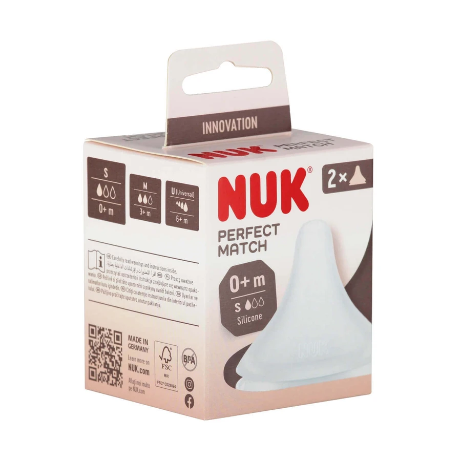 NUK Perfect Match, соска для пляшечки, силіконова, розмір S, від народження, 2 штуки: ціни та характеристики