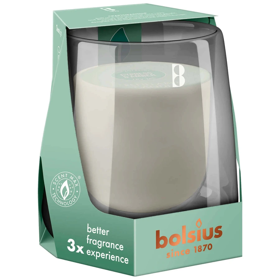 Bolsius Clean Light Cypress & Amber, стартовый набор, держатель свечи + пополнение аромата свечи: цены и характеристики