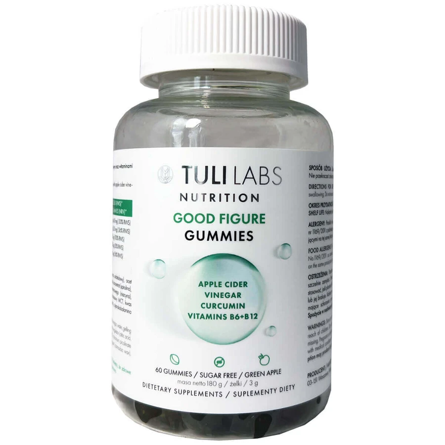 Tuli Labs Good Figure Gummies, желейні боби, зі смаком зеленого яблука, 60 шт.: ціни та характеристики