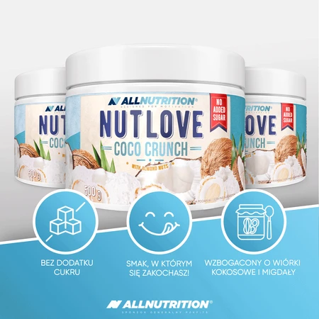 Allnutrition Nutlove Coco Crunch, мигдально-кокосовий крем, без цукру, 500 г: ціни та характеристики