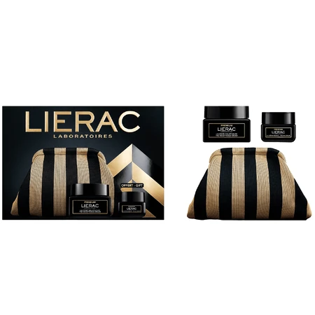 Набір Lierac Premium, насичений антивіковий крем, 50 мл + крем для шкіри навколо очей, 20 мл та косметичка в подарунок: ціни та характеристики