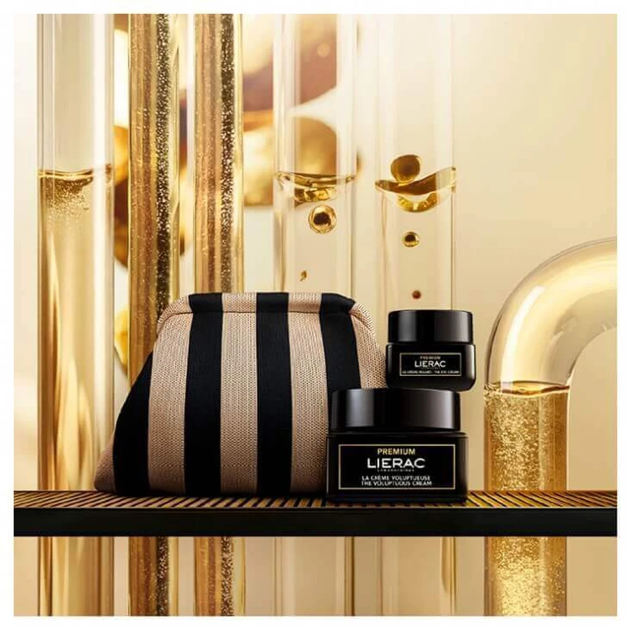 Набір Lierac Premium, насичений антивіковий крем, 50 мл + крем для шкіри навколо очей, 20 мл та косметичка в подарунок: ціни та характеристики