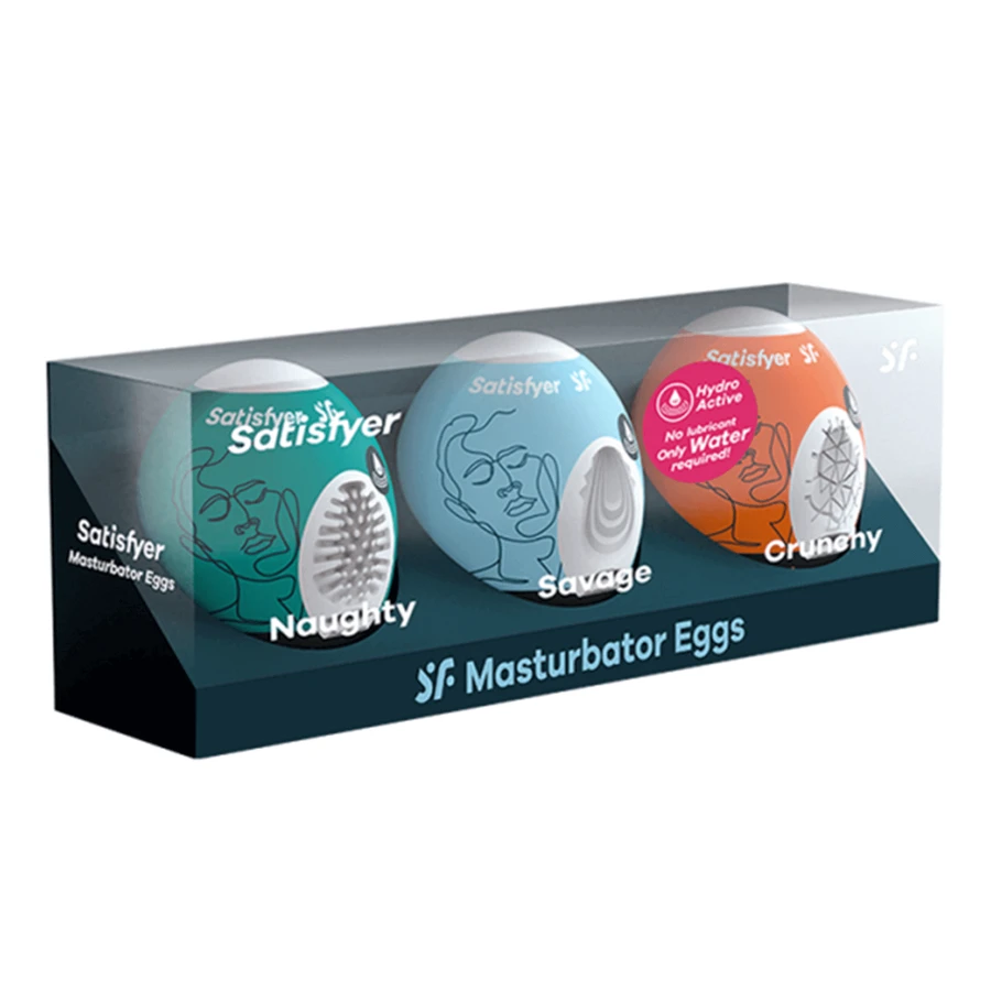 Набір яєць-мастурбаторів Satisfyer, чоловічі стимулятори, Naughty, 1 штука + Savage, 1 штука + Crunchy, 1 штука: ціни та характеристики