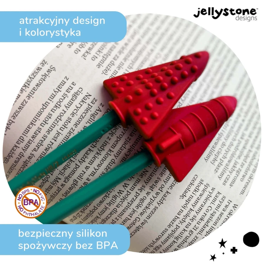 Jellystone Designs, ковпачки для олівців-антистрес, червоні, 2 штуки: ціни та характеристики