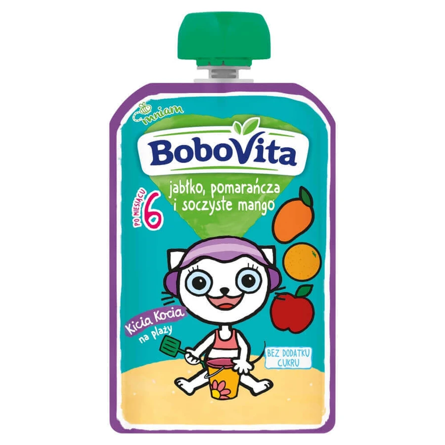 BoboVita Kicia Kocia Мусс в тюбике, яблоко, манго, апельсин, 100 г: цены и характеристики