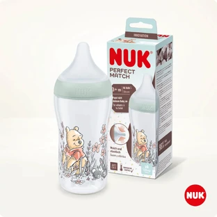 NUK Perfect Match, пляшечка від кольок з силіконовою соскою, розмір M, Вінні-Пух, від 3 місяців, 260 мл