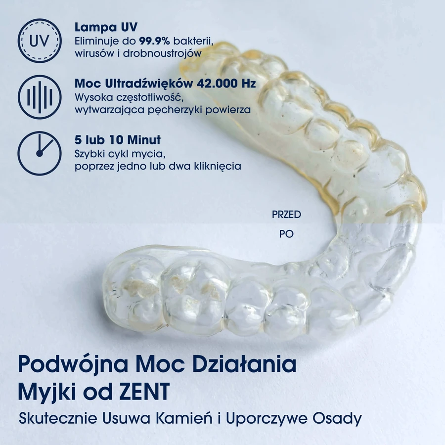 Zent Ultrasonic Cleaner, ультразвуковий очищувач з ультрафіолетовою лампою для ортодонтичних кап, протезів, брекетів: ціни та характеристики