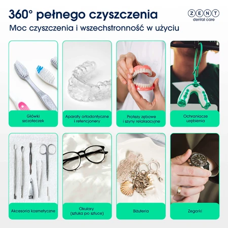 Zent Ultrasonic Cleaner, ультразвуковий очищувач з ультрафіолетовою лампою для ортодонтичних кап, протезів, брекетів: ціни та характеристики