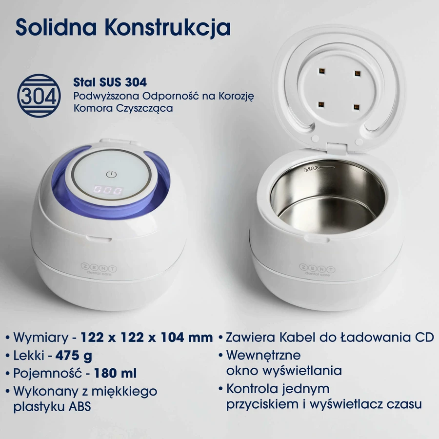 Zent Ultrasonic Cleaner, ультразвуковий очищувач з ультрафіолетовою лампою для ортодонтичних кап, протезів, брекетів: ціни та характеристики