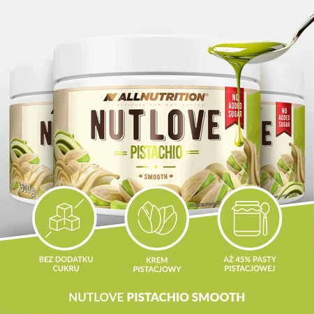 Allnutrition Nutlove Pistachio, фисташковый крем, гладкий, без добавления сахара, 500 г: цены и характеристики