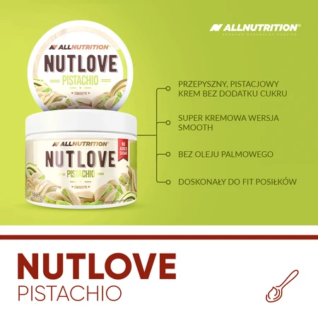 Allnutrition Nutlove Pistachio, фисташковый крем, гладкий, без добавления сахара, 500 г: цены и характеристики