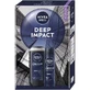 Гель для душу + дезодорант-спрей Deep Impact, 250 + 150 мл, Nivea Men