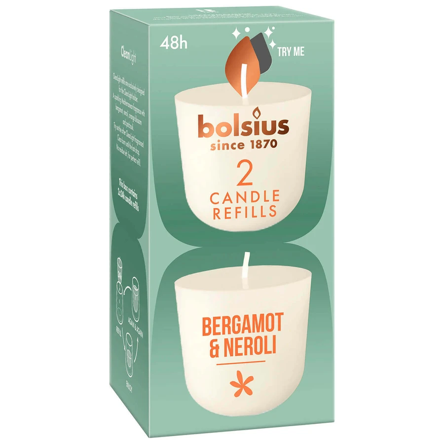 Bolsius Clean Light Bergamot & Neroli, ароматизатор для свечей, 20 часов, 2 штуки: цены и характеристики