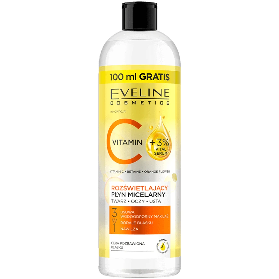 Eveline Cosmetics Освітлюючий міцелярний лосьйон з вітаміном С 3-в-1, 500 мл: ціни та характеристики