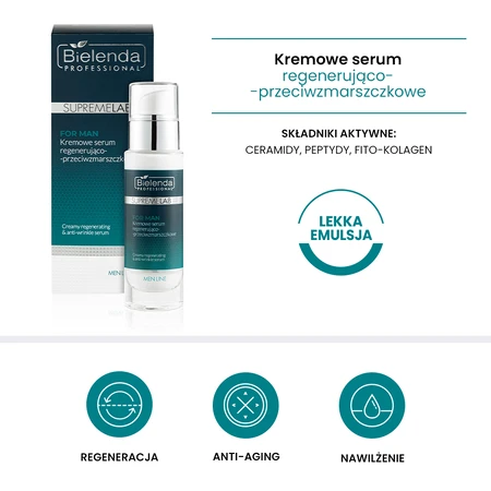 Bielenda Professional SupremeLAB Men Line, регенеруюча крем-сироватка проти зморшок, 30 мл: ціни та характеристики