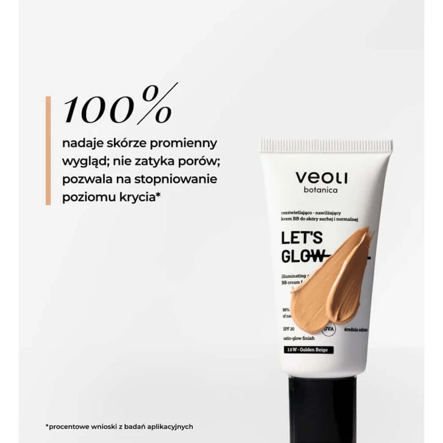 Veoli Botanica Let's Glow, осветляющий и увлажняющий BB-крем для сухой и нормальной кожи, SPF 20, 3.0 W Golden Beige, 30 мл: цены и характеристики