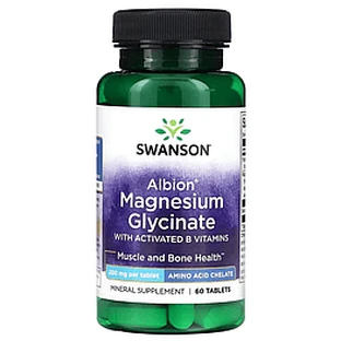 Magnesium Glycinate Albion with Activated B Vitamins 200 мг Swanson 60 таблеток