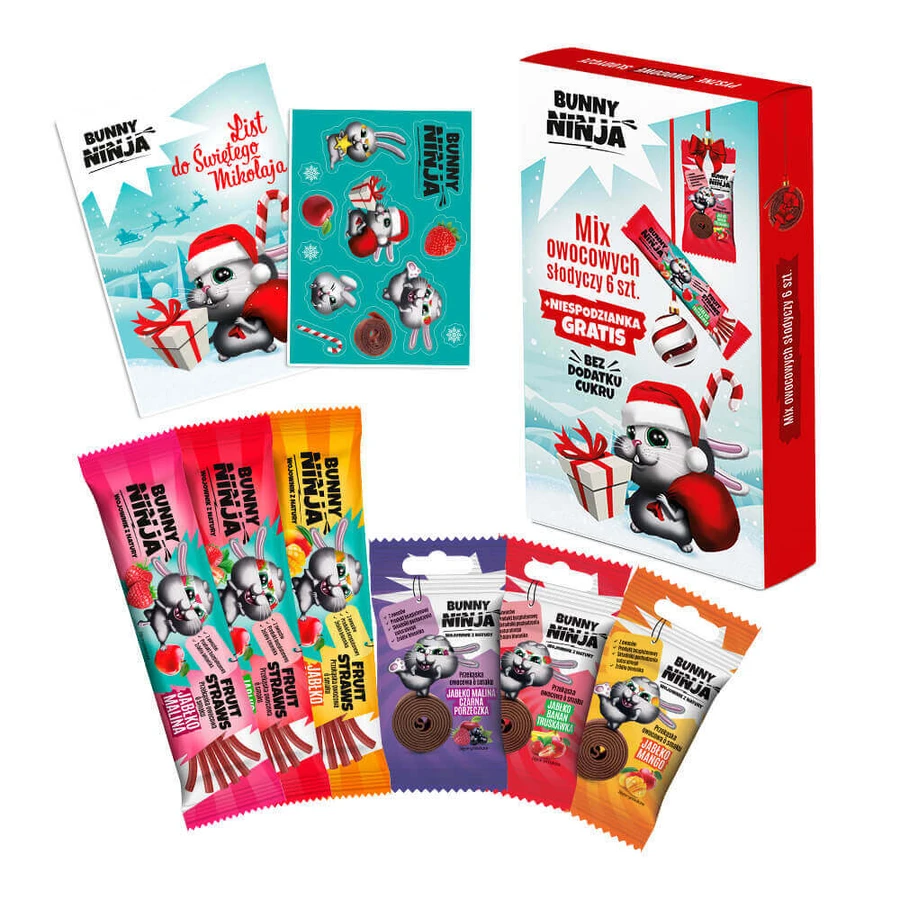 Набір фруктових цукерок Bunny Ninja Christmas Mix, 6 штук + подарунок-сюрприз: ціни та характеристики