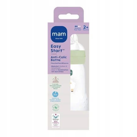 MAM Perfect Start, пляшечка проти кольок, з силіконовою соскою, Занурення в природу, унісекс, від 2 місяців, 260 мл: ціни та характеристики