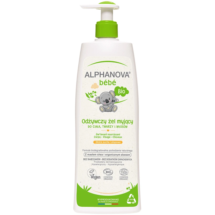 Alphanova Bebe, питательный очищающий гель для тела, лица и волос Био, для сухой и атопичной кожи, 500 мл: цены и характеристики