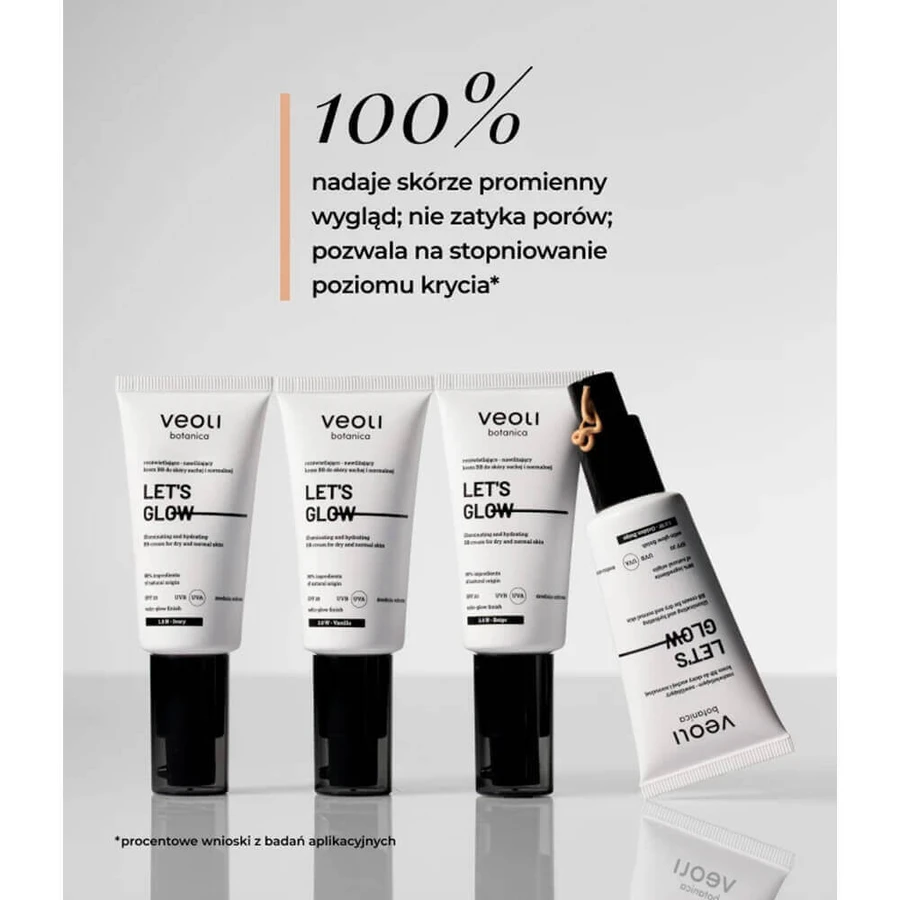 Veoli Botanica Let's Glow, осветляющий и увлажняющий BB-крем для сухой и нормальной кожи, SPF 20, 1,5 N Ivory, 30 мл: цены и характеристики