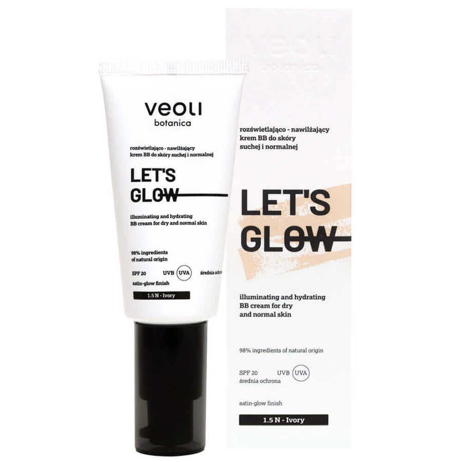 Veoli Botanica Let's Glow, осветляющий и увлажняющий BB-крем для сухой и нормальной кожи, SPF 20, 1,5 N Ivory, 30 мл: цены и характеристики
