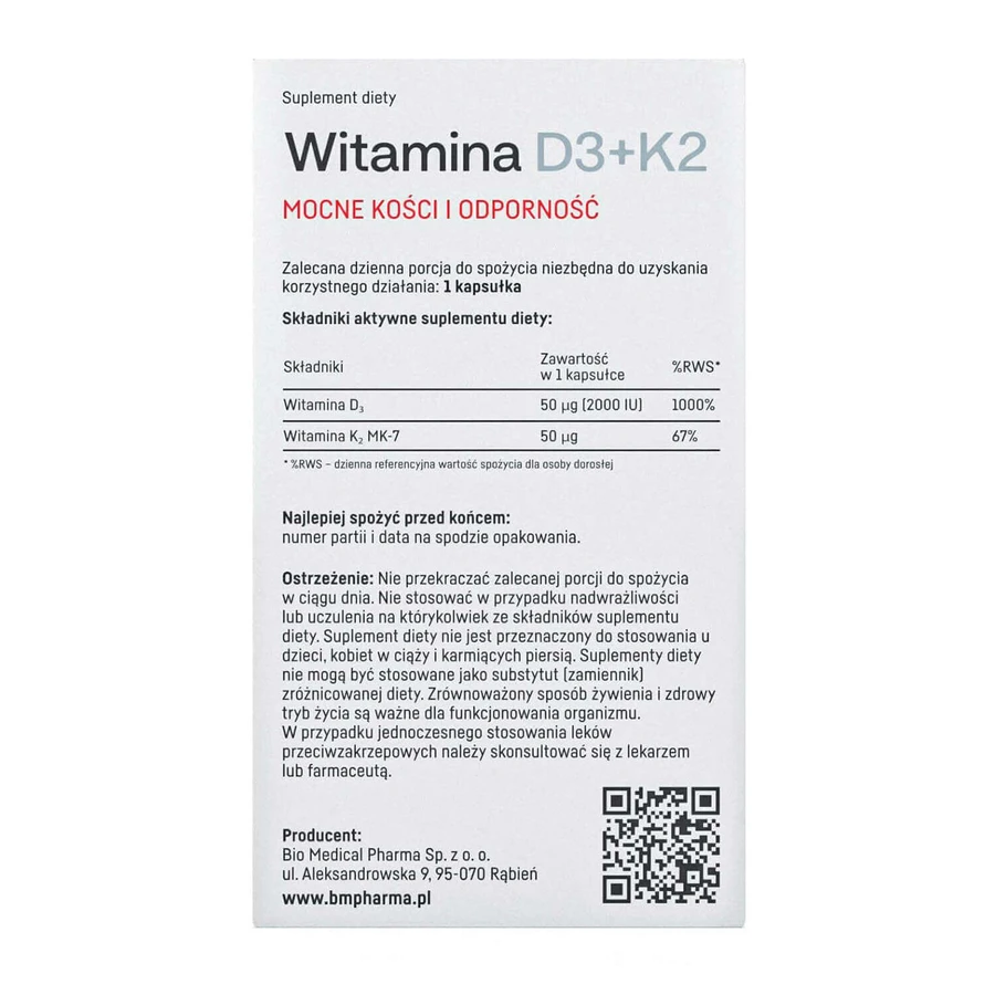 Bio Medical Pharma Вітамін D3+K2, 120 капсул: ціни та характеристики