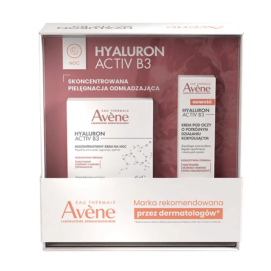Ночной набор Avene Hyaluron Activ B3, мультиинтенсивный ночной крем, 40 мл + крем для век тройного корректирующего действия, 15 мл: цены и характеристики