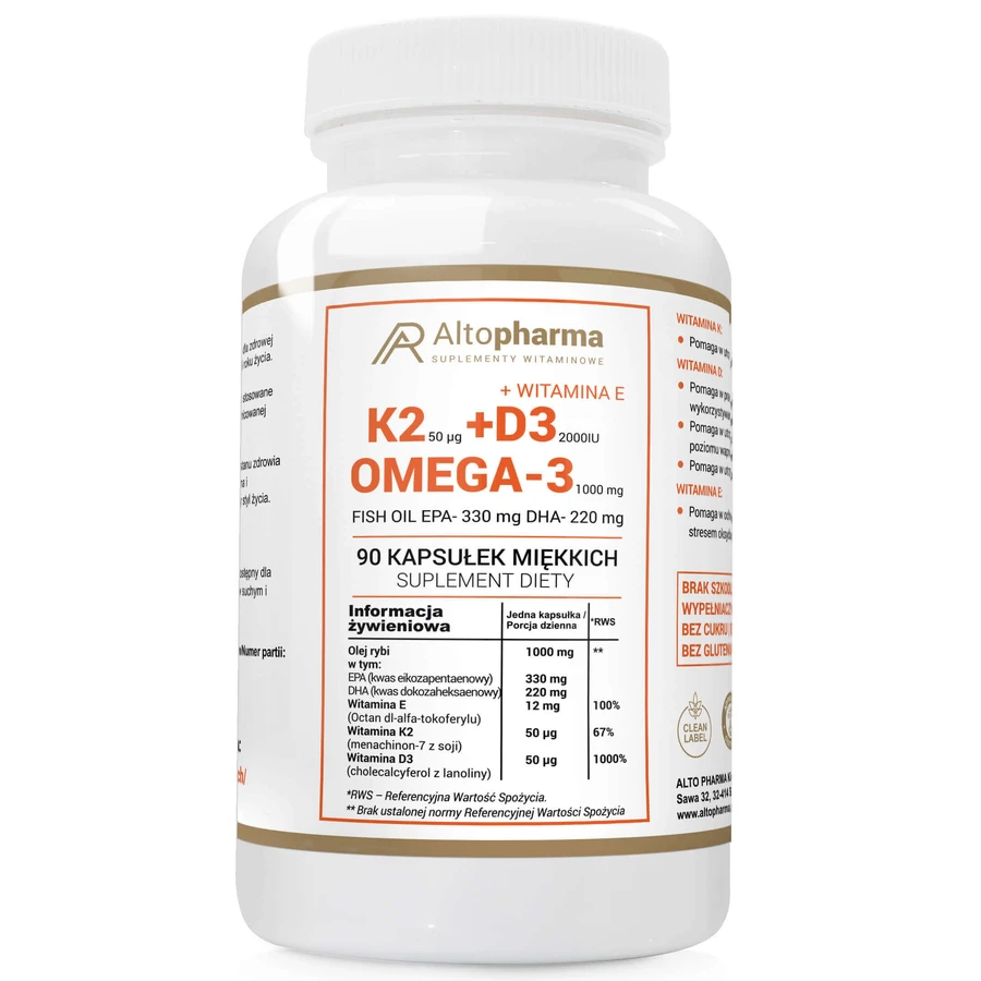 AltoPharma Вітамін К2 МК-7 + D3 + Омега, 90 капсул: ціни та характеристики