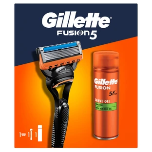 Gillette Fusion 5 Set, бритва, 1 штука + лезвие, 1 штука + гель для бритья, 200 мл