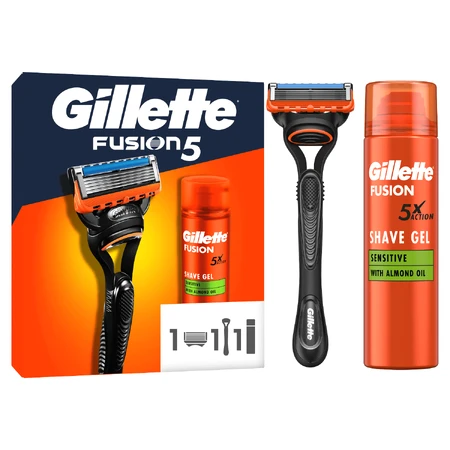 Gillette Fusion 5 Set, бритва, 1 штука + лезвие, 1 штука + гель для бритья, 200 мл: цены и характеристики