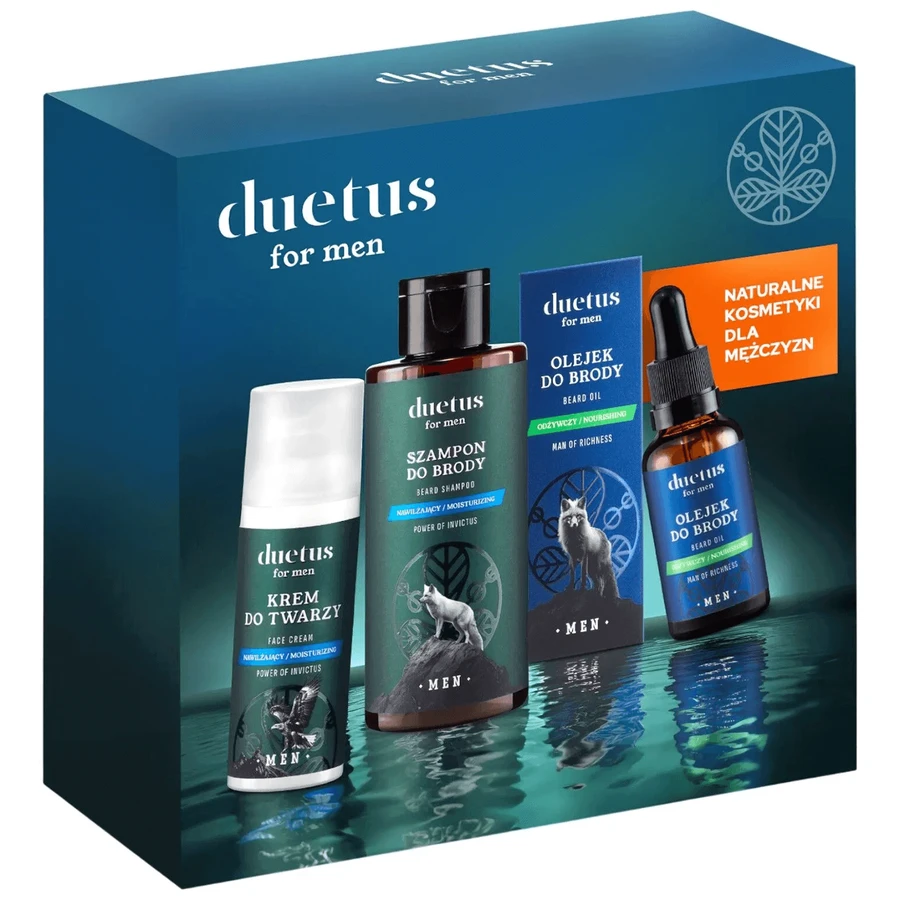 Набор для лица и бороды Duetus For Men, шампунь для бороды, 145 мл + крем для лица, 50 мл + масло для бороды, 30 мл: цены и характеристики