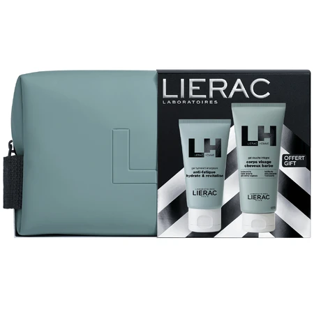 Набір Lierac Homme, зволожуючий гель для обличчя, 50 мл + гель для душу, 200 мл та косметичка в подарунок: ціни та характеристики
