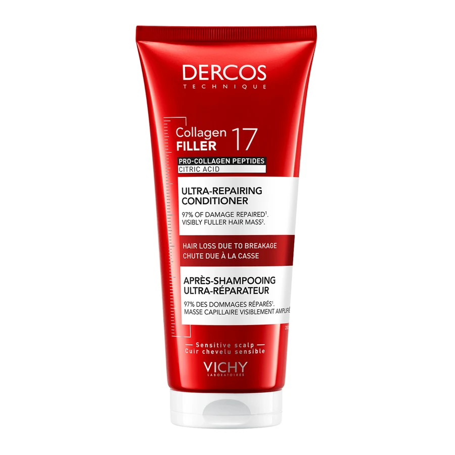 Vichy Dercos Collagen 17 Filler Ultra-Repairing Treatment, ультра-регенеруючий кондиціонер для волосся, 200 мл: ціни та характеристики