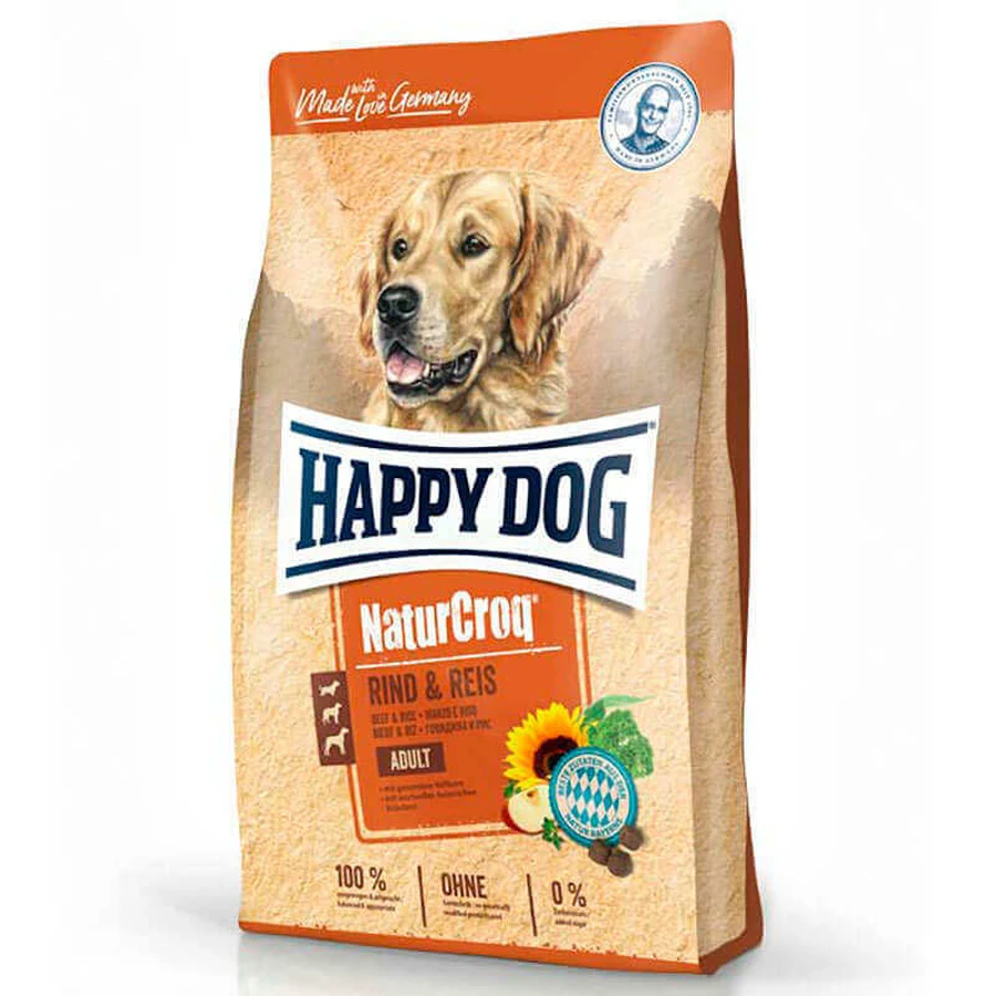 Happy Dog (Хеппі Дог) NaturCroq Rind & Reis Сухий корм для дорослих собак з яловичиною та рисом, 4 кг: ціни та характеристики