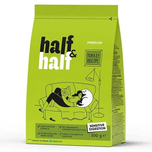 Half&Half (Халф энд Халф) Сухой корм с индюшкой для котов с чувствительным пищеварением, 300 г