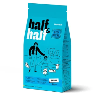 Half&Half (Халф енд Халф) Сухий корм з яловичиною для цуценят всіх порід, 2 кг