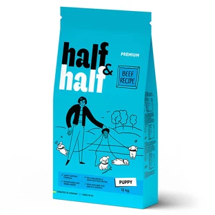 Half&Half (Халф энд Халф) Сухой корм с говядиной для щенков всех пород, 12 кг