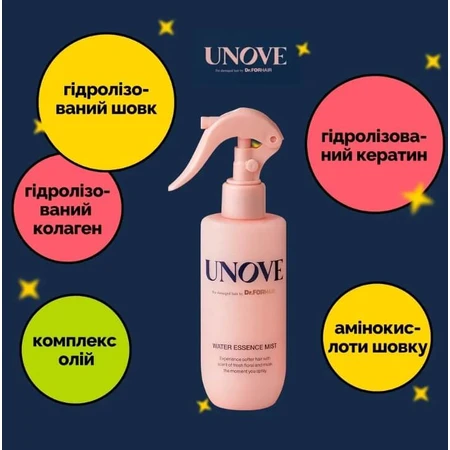 Міст-есенція для волосся Unove Water Essence Mist, незмівний, відновлювальний, 200 мл: ціни та характеристики