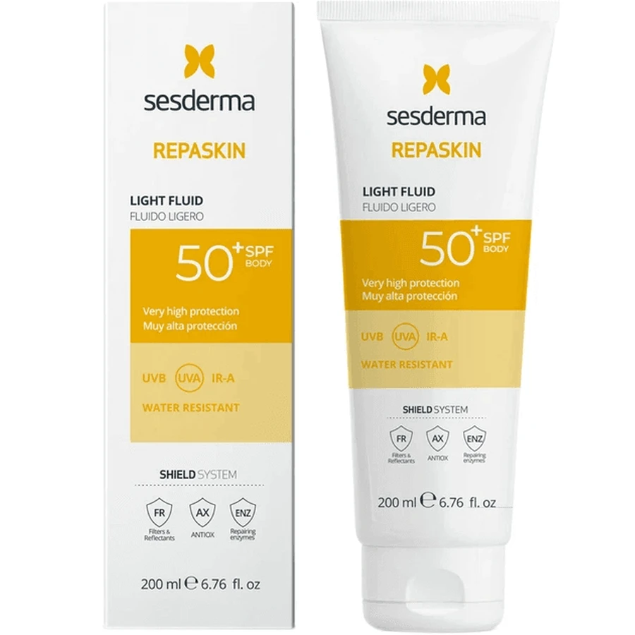 Сонцезахисний крем-гель для тіла Sesderma Repaskin Light Fluid SPF 50+, 200 мл: ціни та характеристики